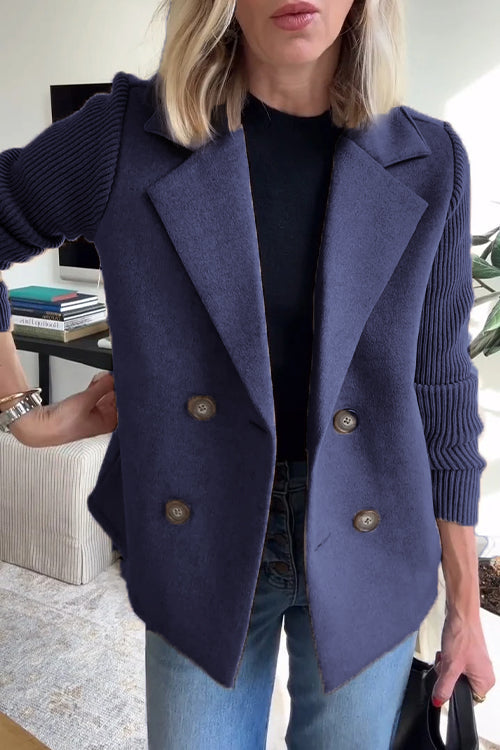 Regana | Elegante damesblazer met gebreide mouwen – Stijlvol jasje voor op kantoor en casual gelegenheden