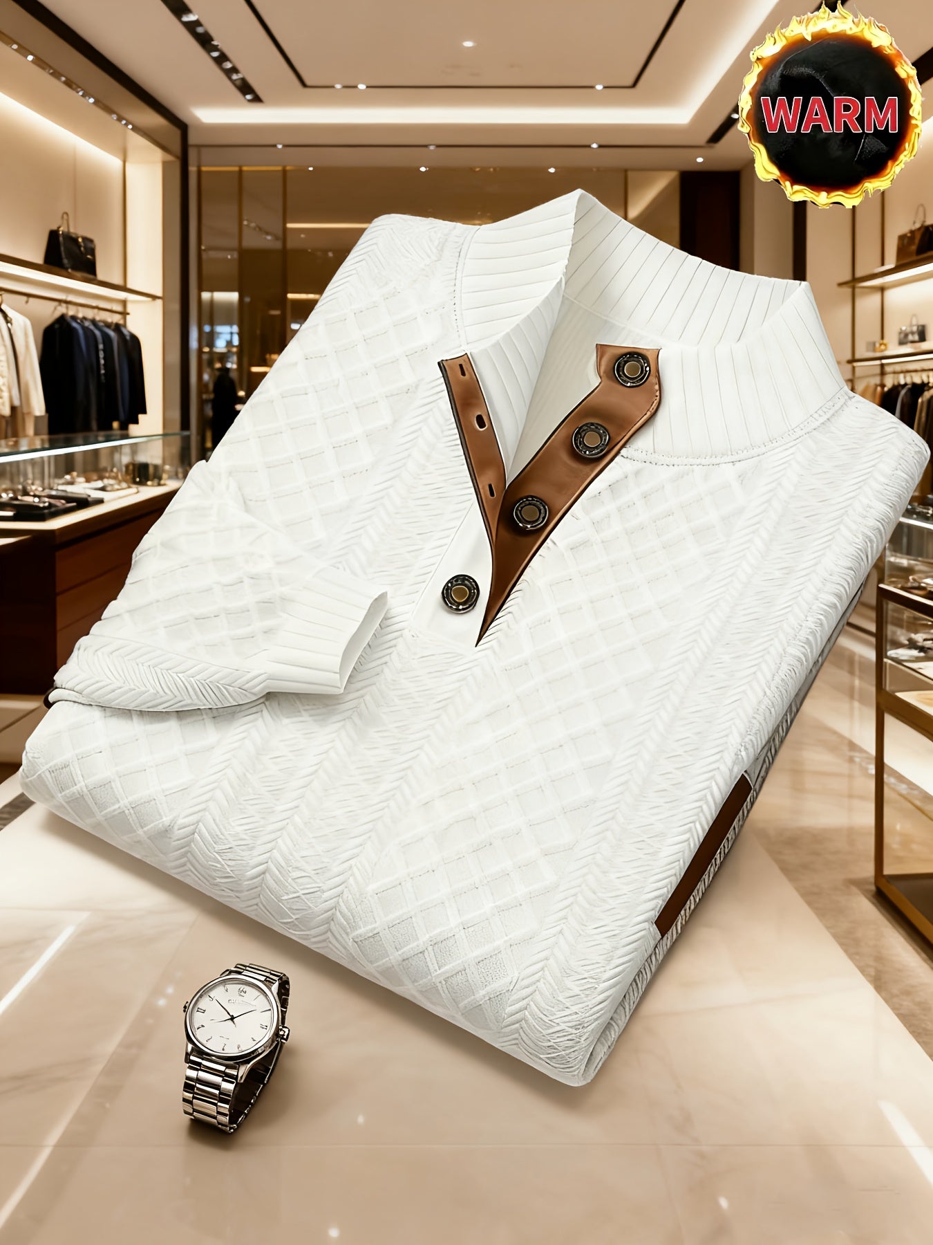 Denric | Standkraag jacquard gebreide trui, gestructureerde pullover voor herfst- en winterkleding, warme outdoor trui