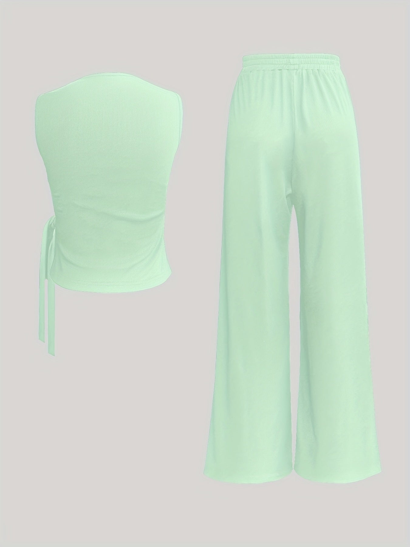 Blyra | 2-Delige geribde mouwloze top en wijde broek voor dames - zomerse lounge outfit