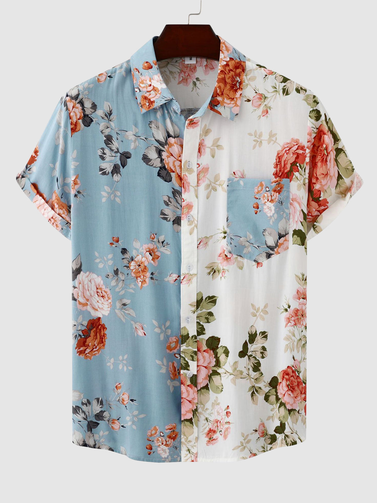Halvar | Tropisch Hawaii mannenhemd - gebloemd patchwork, korte mouwen, vrijetijdskleding