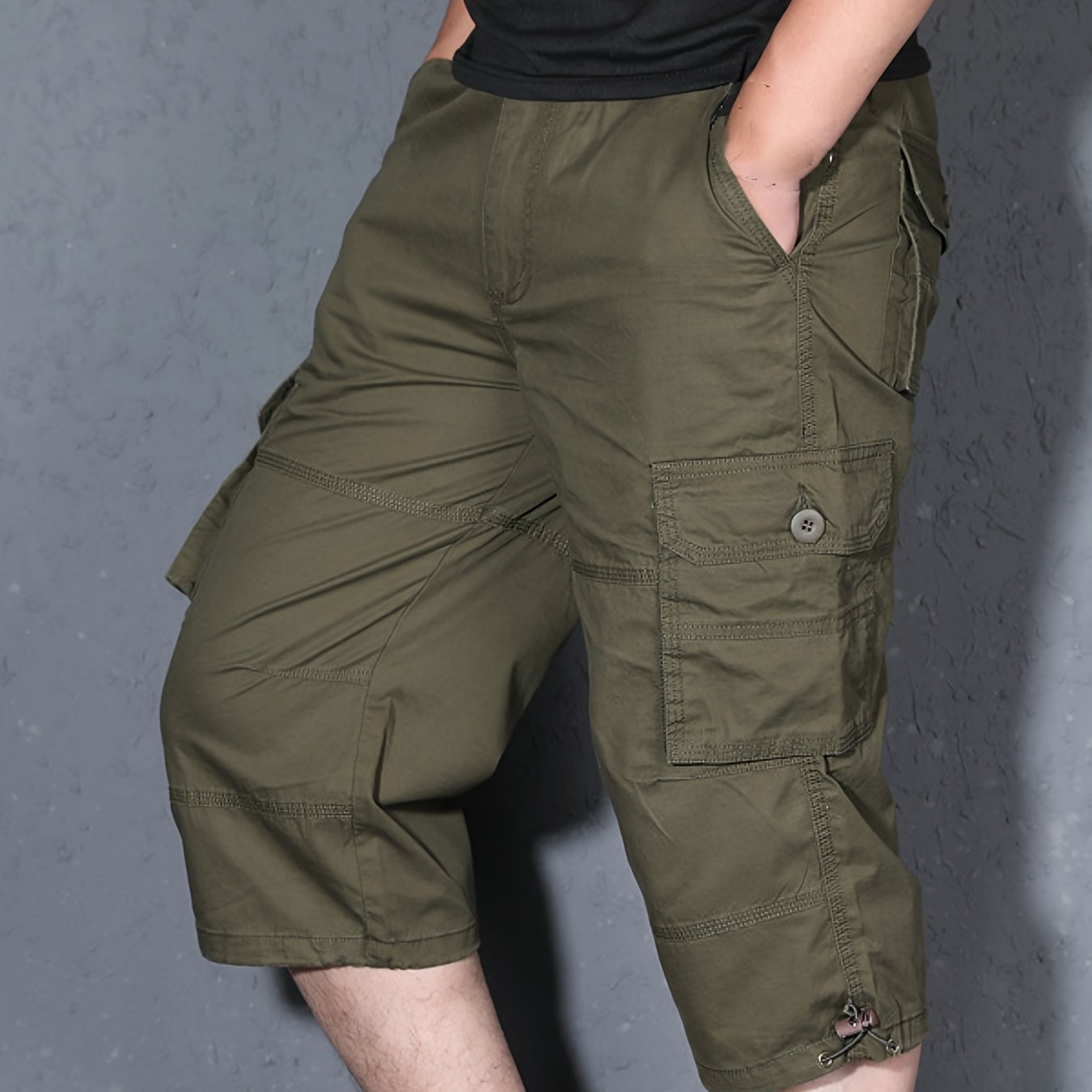 Zachaios | 3/4 Heren Retro Katoenen Cargo Shorts - Niet-rekbaar, Meerdere Zakken