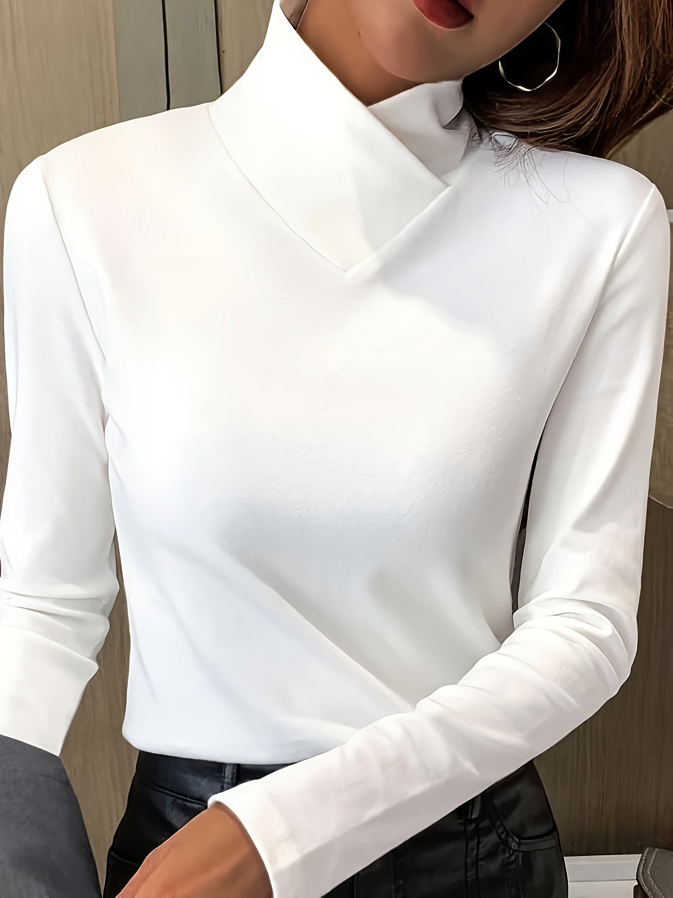 Vesira | Dames shirt met hoge hals en lange mouwen – Warme casual trui voor herfst en winter
