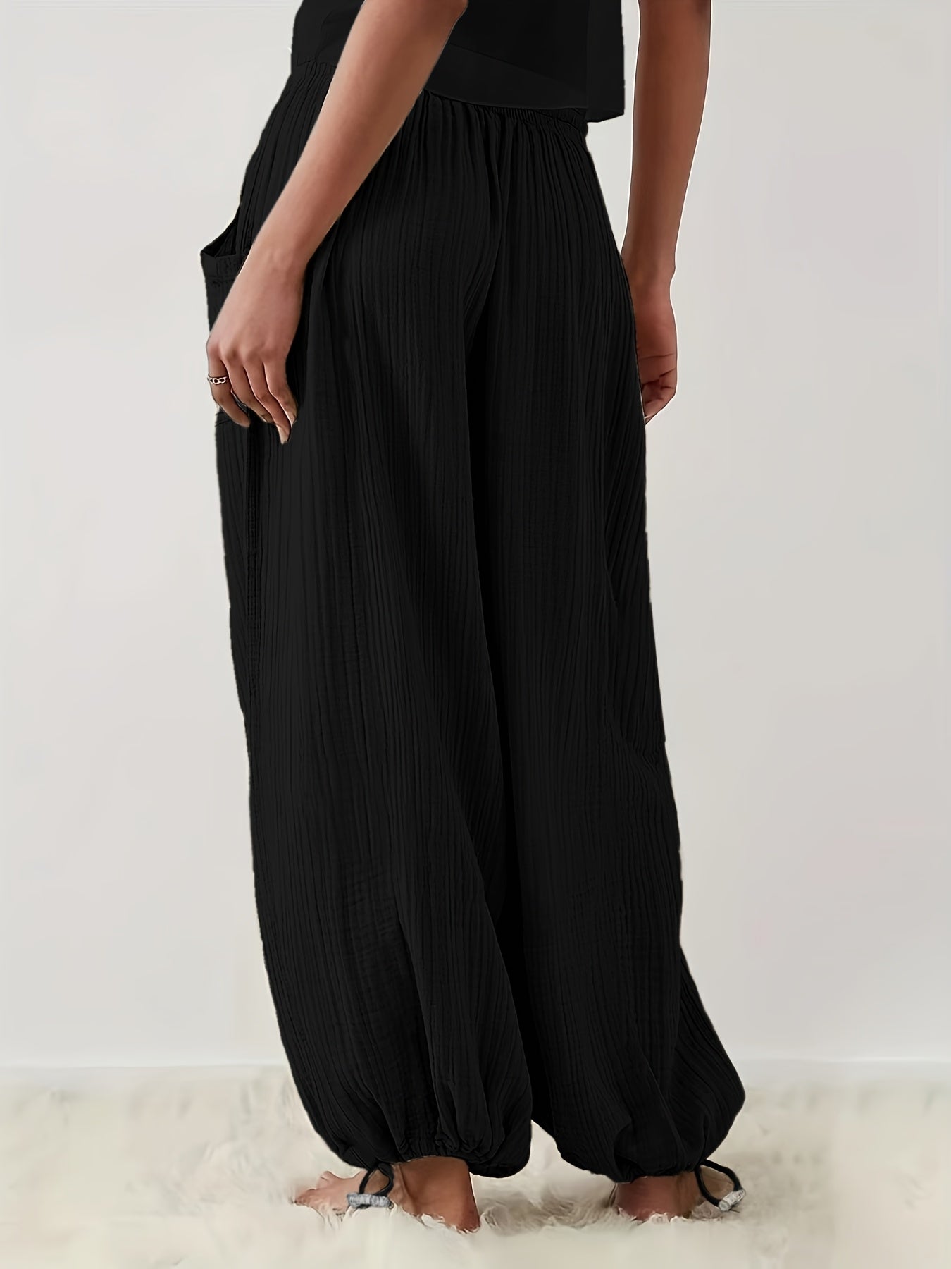 Sabrinka | Casual broek met wijde pijpen voor dames - taille met koord, losse pasvorm