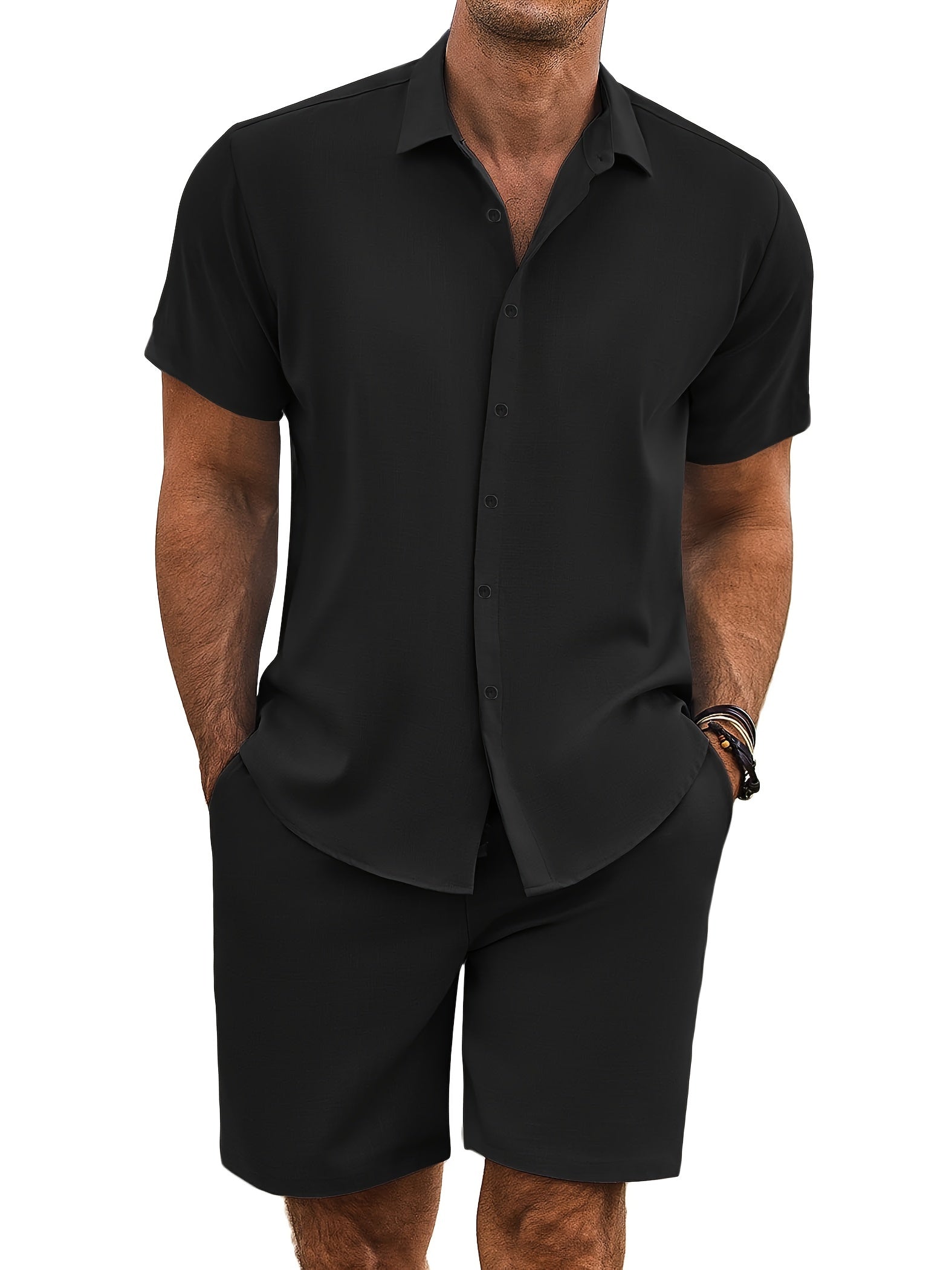 Julian | Heren 2-delige zomerse strandset - katoen-linnenmix, casual outfit