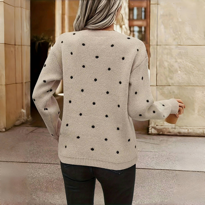 Valdis | Elegante gebreide trui met stippen – zachte katoenmix pullover voor casual en chique outfits