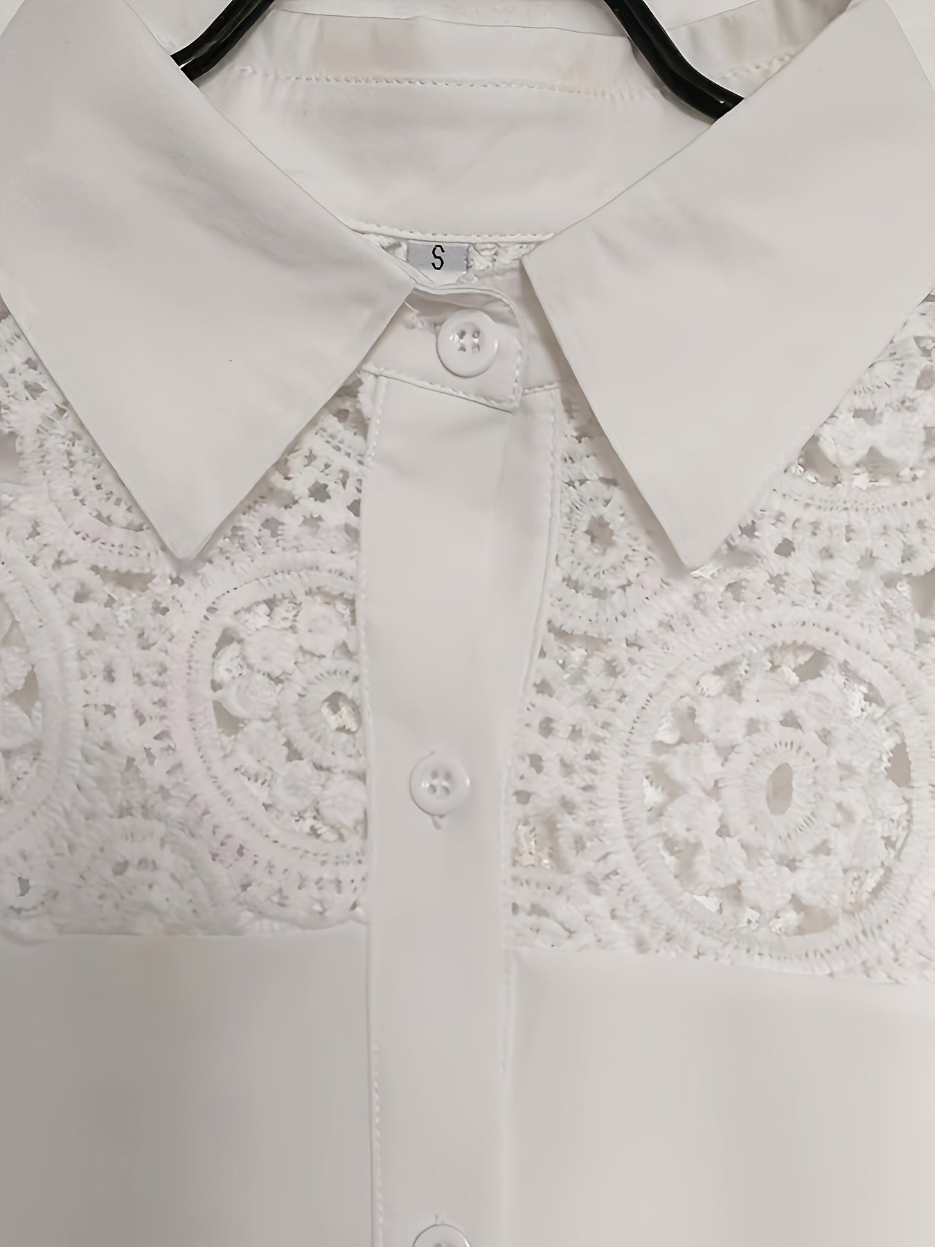 Zenaida | Kanten blouse met knoopsluiting, klassieke kraag en lange mouwen shirt voor vrouwen
