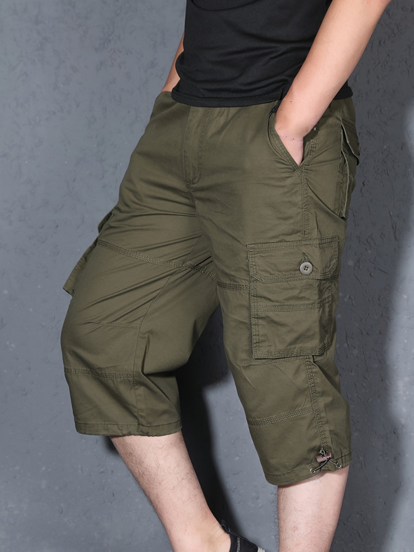 Zachaios | 3/4 Heren Retro Katoenen Cargo Shorts - Niet-rekbaar, Meerdere Zakken