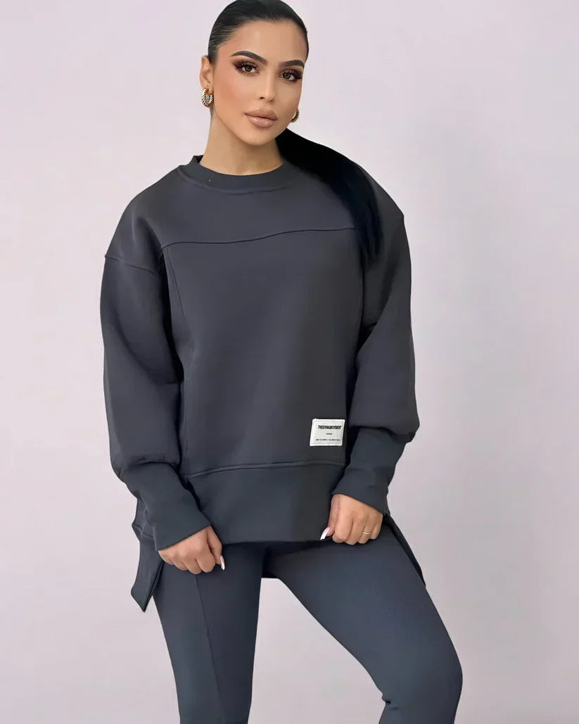 Ysotta | 2-delige set voor dames – trui met onregelmatige zoom en bijpassende legging, casual loungewear