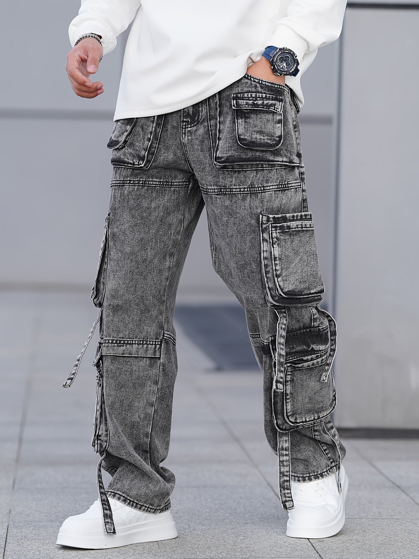 Willard | Casual herenbroek met wijde pijpen - niet-elastische denim met zakken