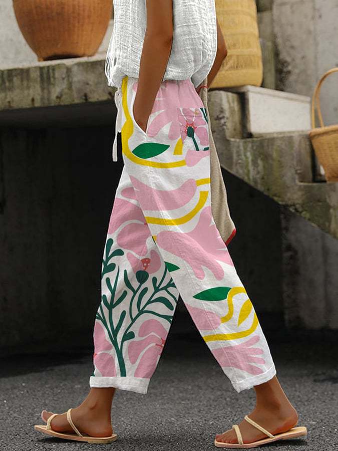 Harper - Comfort broek met losse print