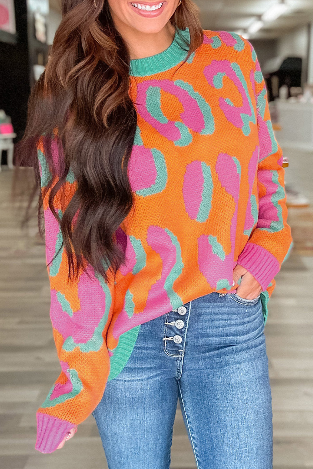 Brynoria | Gebreide Colorblock Trui - Sweater met ronde hals, geribde zoom en lange mouwen
