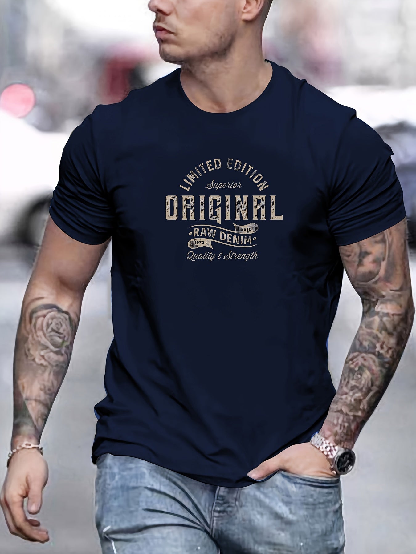 Xaver | Basis T-shirt van katoen voor heren - Casual T-shirt met grafische print, zomer T-shirt