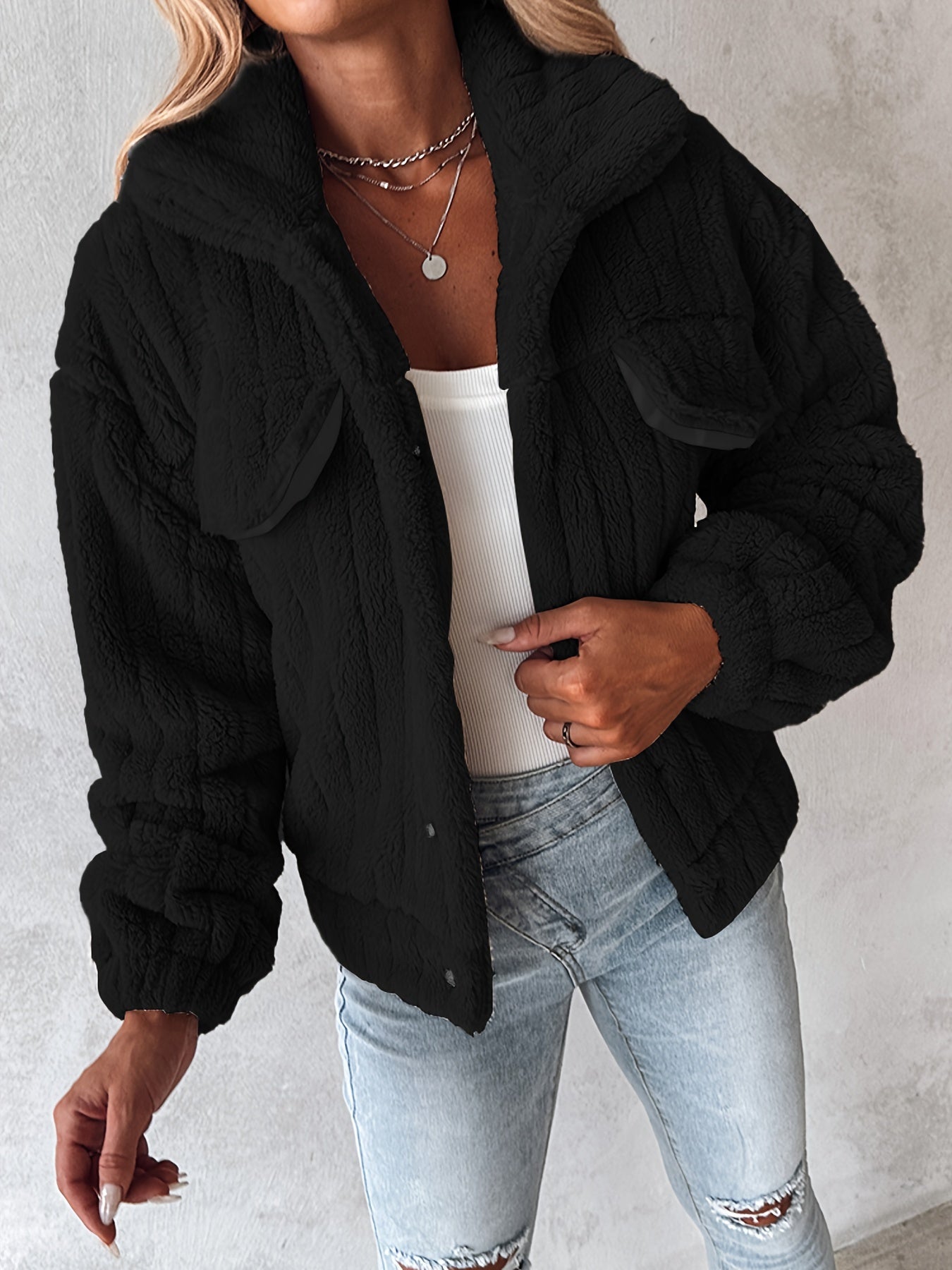 Eirunn | Plush casual jas voor dames – zachte winterjas, comfortabele herfst-/winterjas