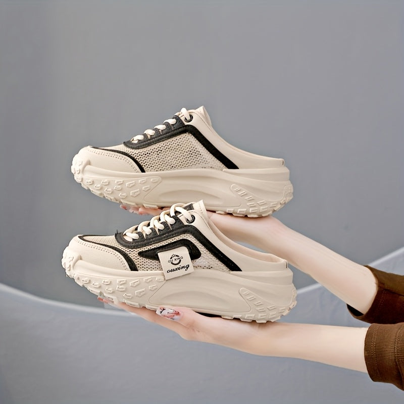 Aermove | Ademende Mesh Half Slip-On Sneakers voor dames - Lichtgewicht, Mid-Heel