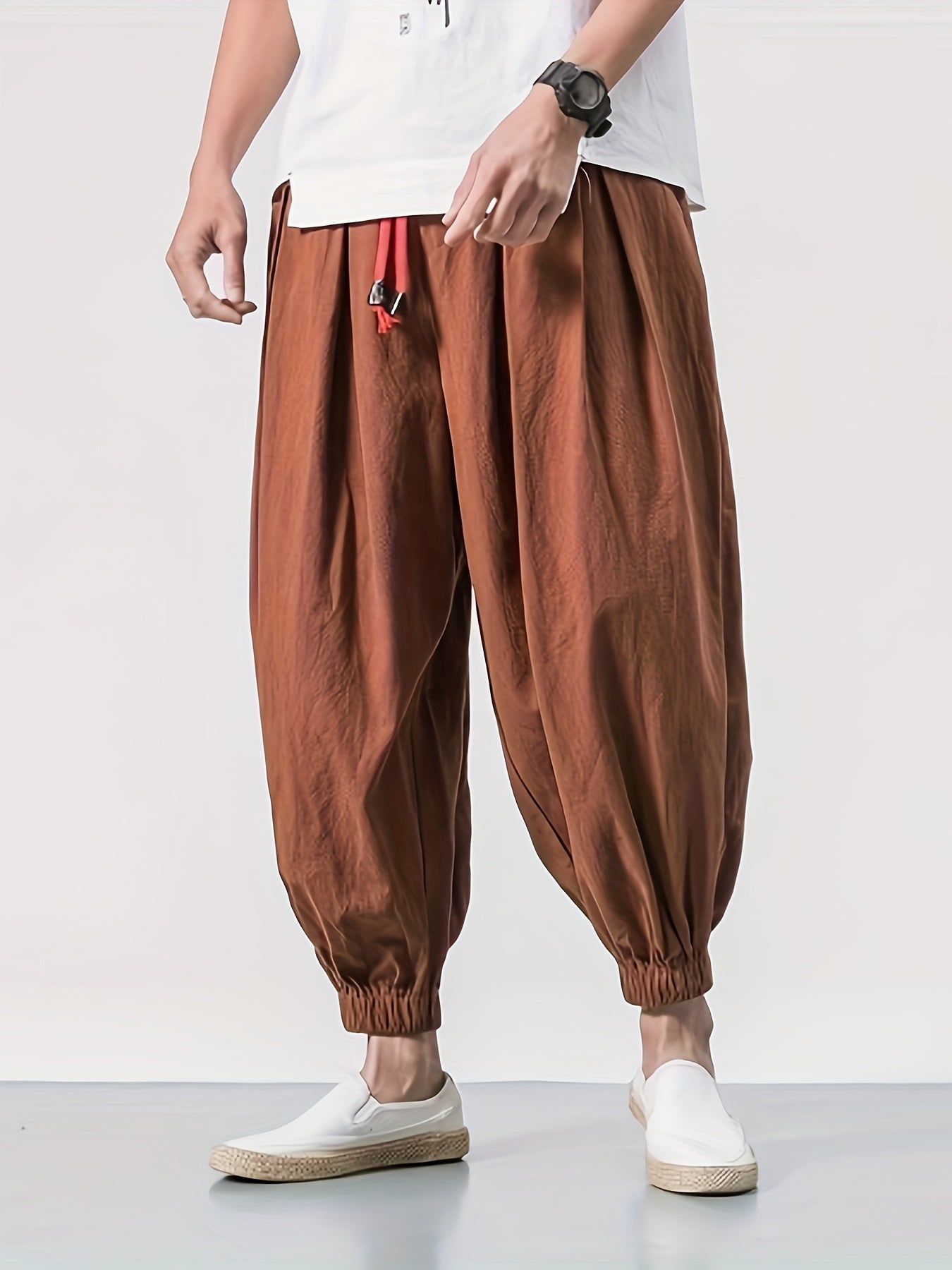 Rhaegar | Herenbroek zwart linnen - lichtgewicht, losse pasvorm, elastische taille, koord