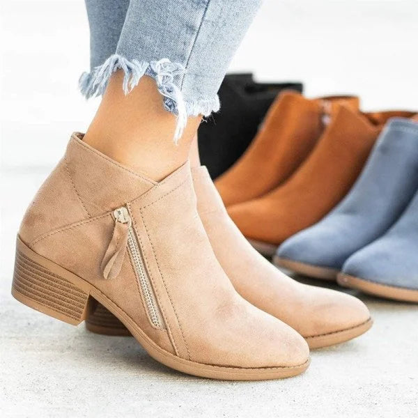Comforra | Orthopedische leren enkellaarsjes voor dames - Suède, zijrits, comfortabele pasvorm