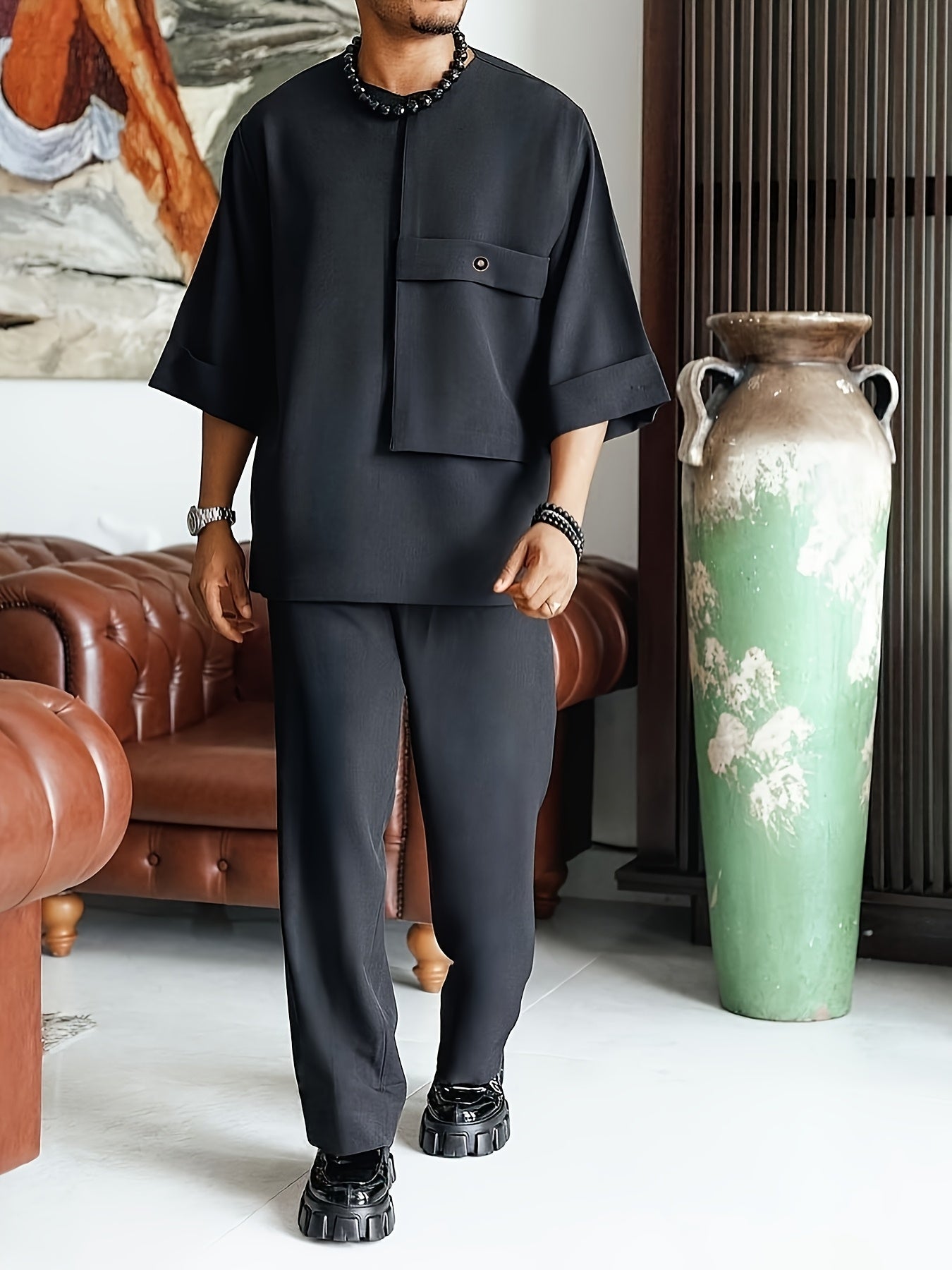 Ternik | Traditionele Dashiki Set - Korte Mouw Shirt & Lange Broek Outfit voor Bruiloft of Dagelijks Dragen