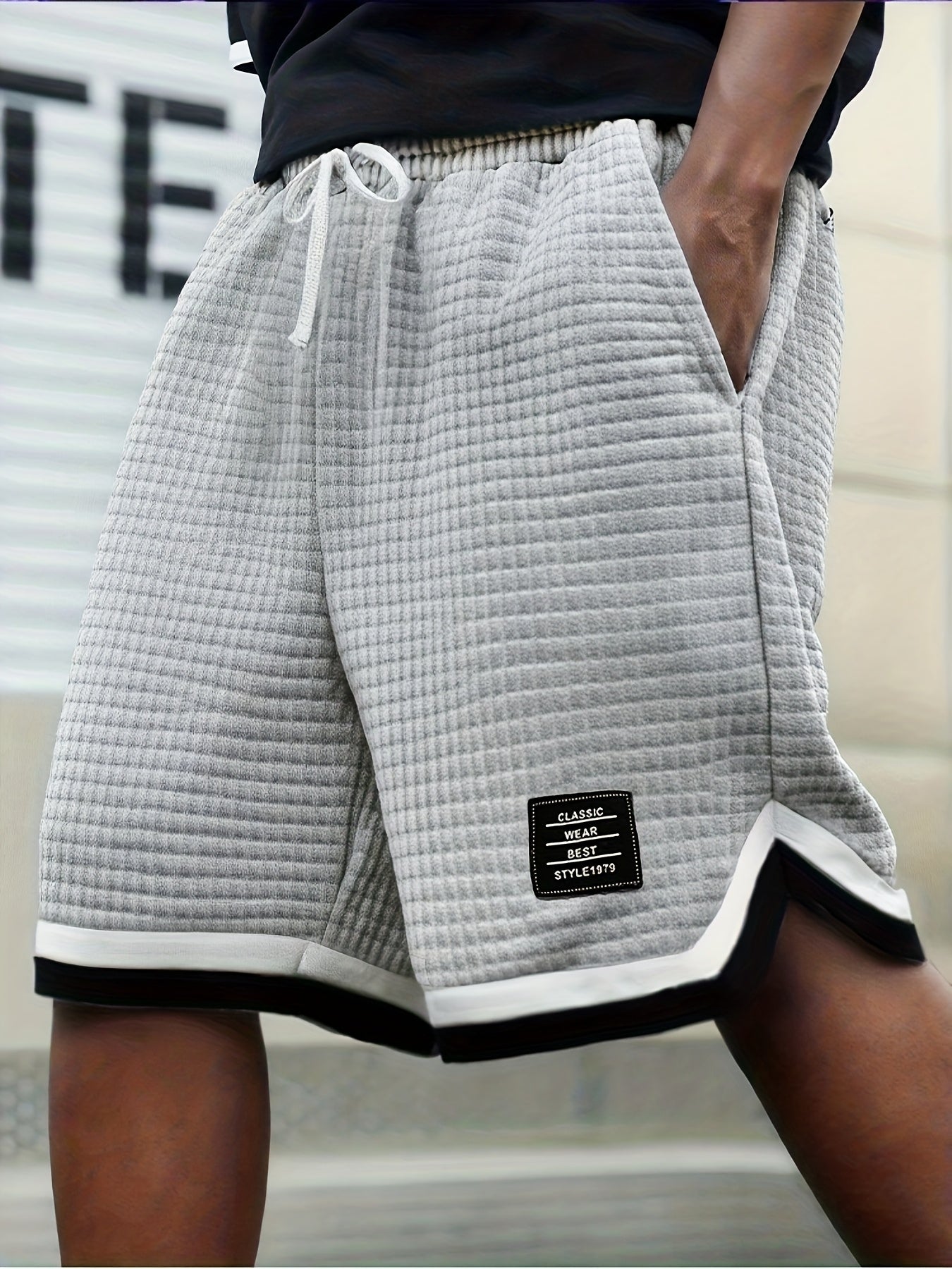 Trenton | Casual geruite gebreide herenshort - kleurblok, koordje