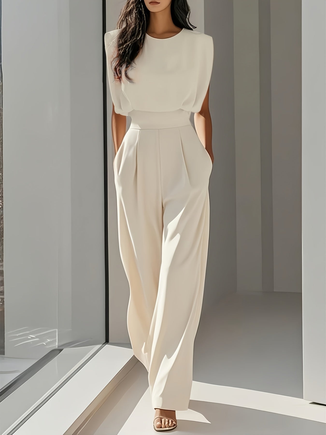 Yoselin | Mouwloze Jumpsuit met wijde pijpen voor dames - Elegant eendelig broekpak