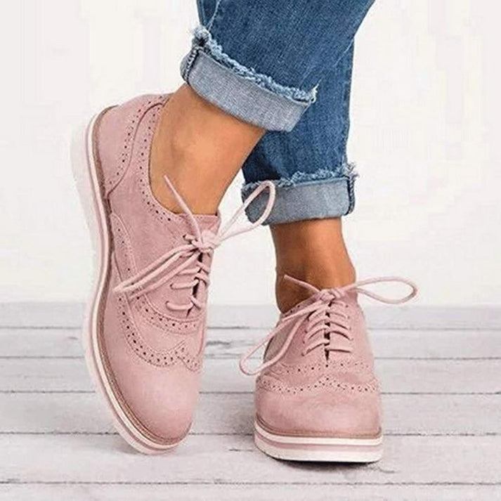 Vintrelle | Oxford geklede damesschoenen met vetersluiting - Klassieke leren brogues
