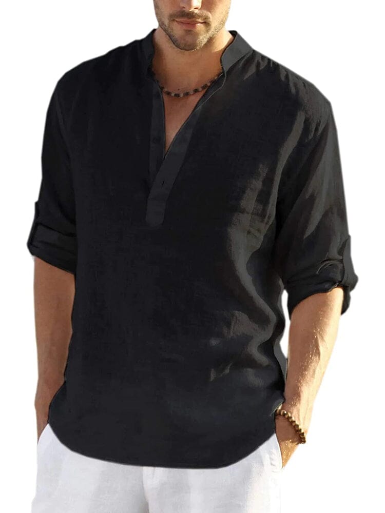 Bence | Herenhemd van katoen linnen - ademend T-shirt met lange mouwen voor op het strand