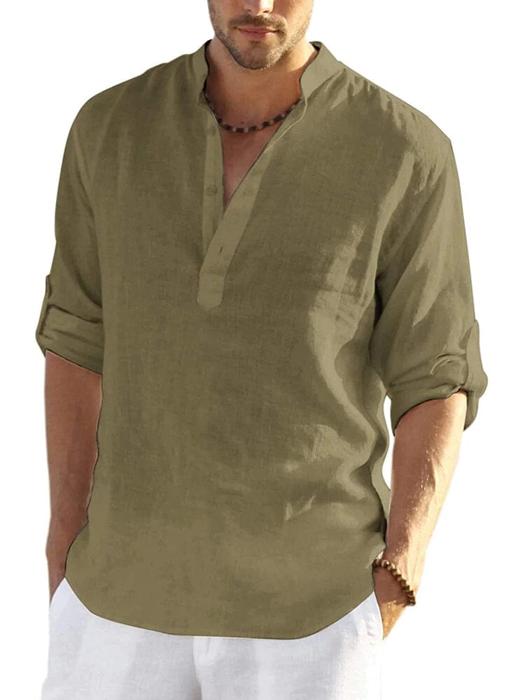 Bence | Herenhemd van katoen linnen - ademend T-shirt met lange mouwen voor op het strand