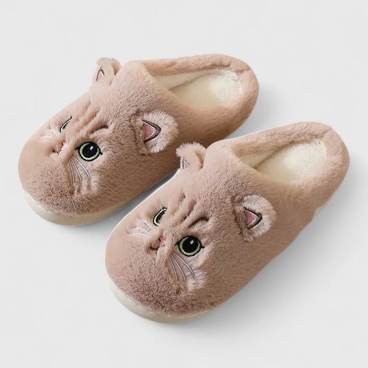 Elarin | Zachte damesslippers met kattenprint – zachte huisslippers, binnenschoenen