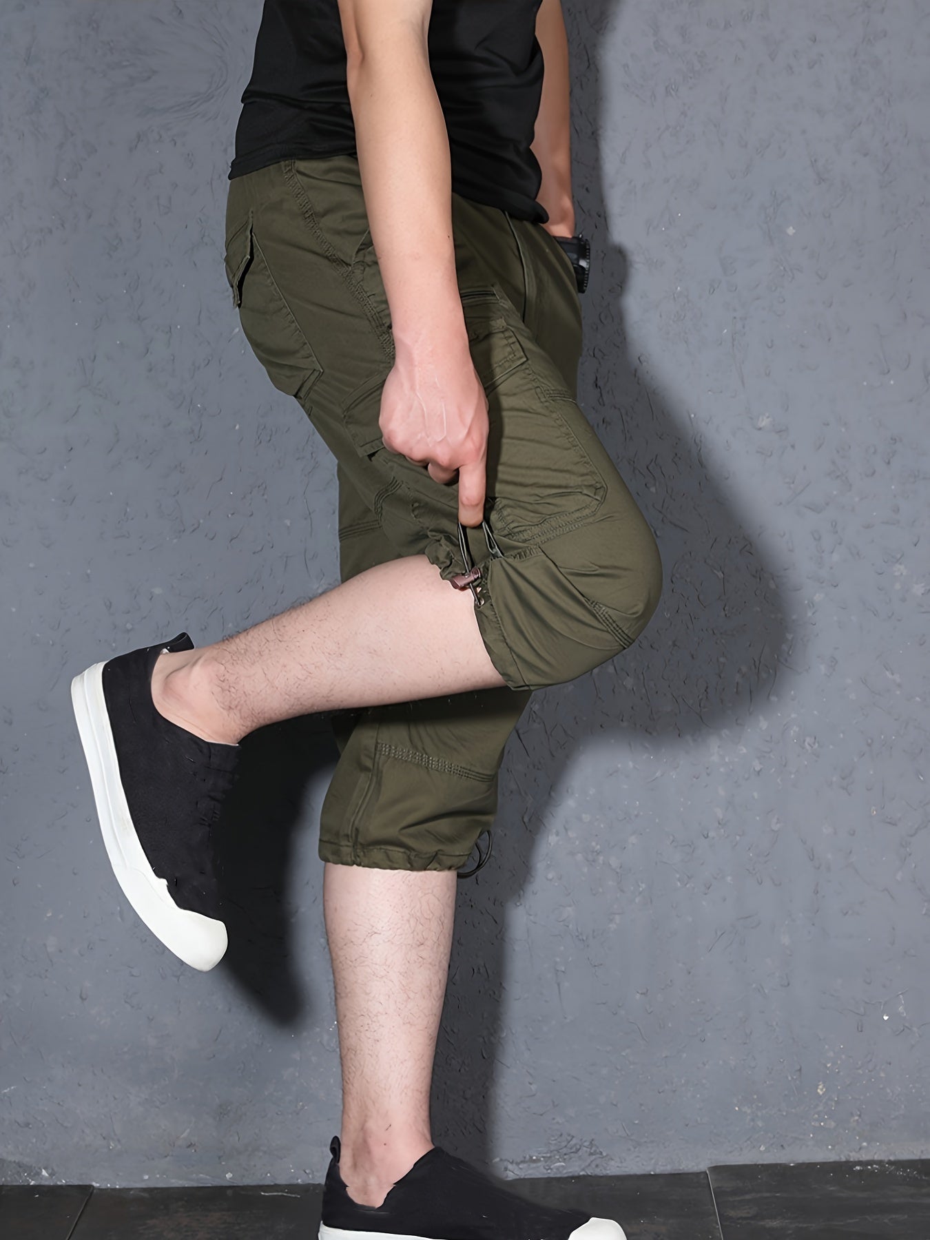Zachaios | 3/4 Heren Retro Katoenen Cargo Shorts - Niet-rekbaar, Meerdere Zakken