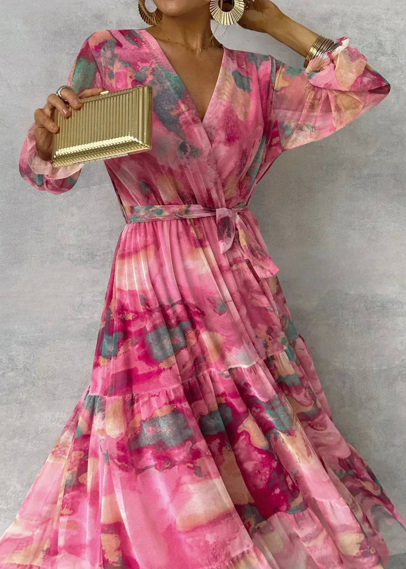 Frayla | Bloemige Maxi-jurk met lange mouwen voor vrouwen - Elegante boho-stijl, vloeiende pasvorm