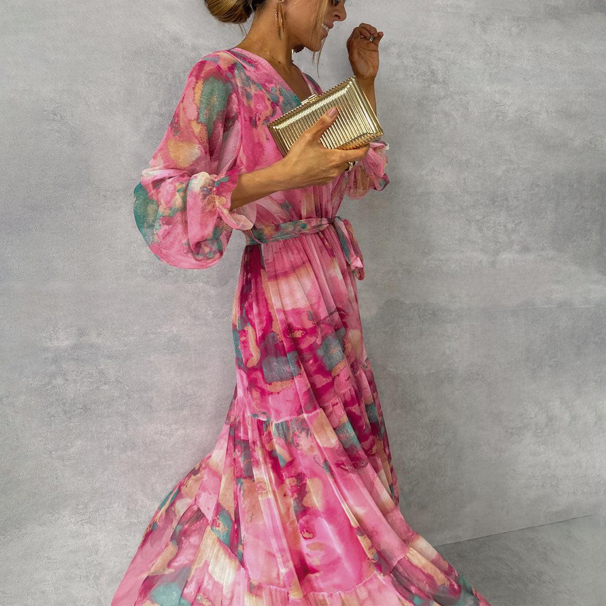 Frayla | Bloemige Maxi-jurk met lange mouwen voor vrouwen - Elegante boho-stijl, vloeiende pasvorm