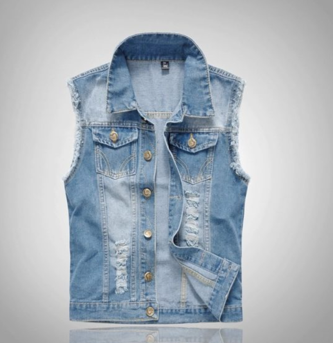 Veyric | Heren distressed denim gilet – mouwloos, casual streetwear vest, stijlvol lichtgewicht jasje