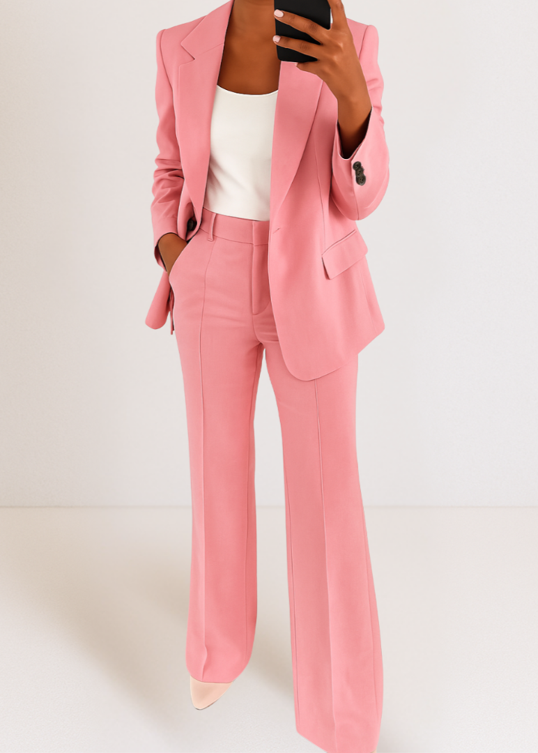 Tynara | Getailleerd tweedelig broekpak voor dames - blazer en broek met rechte pijpen, geschikt voor kantoor