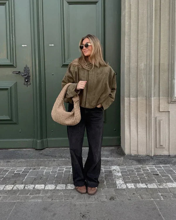 Alvressa | Stijlvolle bomberjas voor dames, suède-look, lichtgewicht, casual, trendy bovenkleding