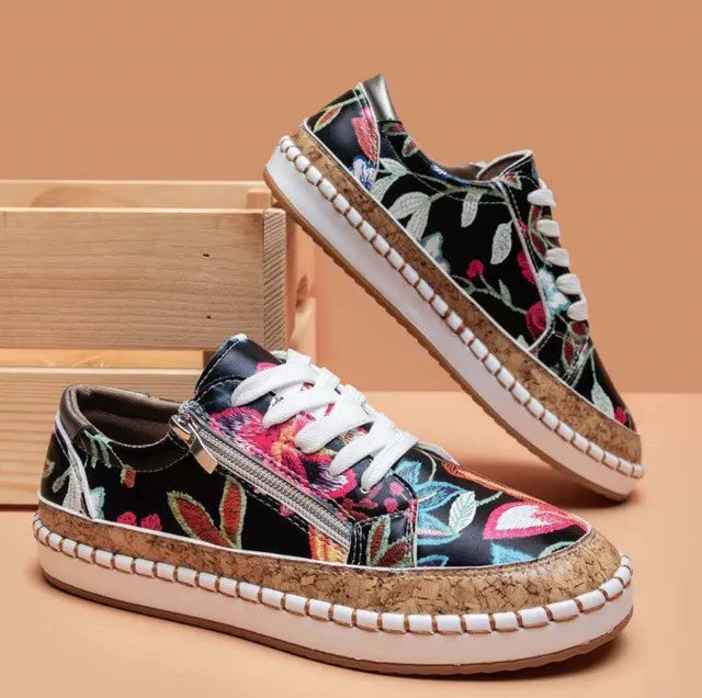 PetalWalk | Geborduurde Canvas Sneakers voor dames - Casual Modeschoenen voor de zomer