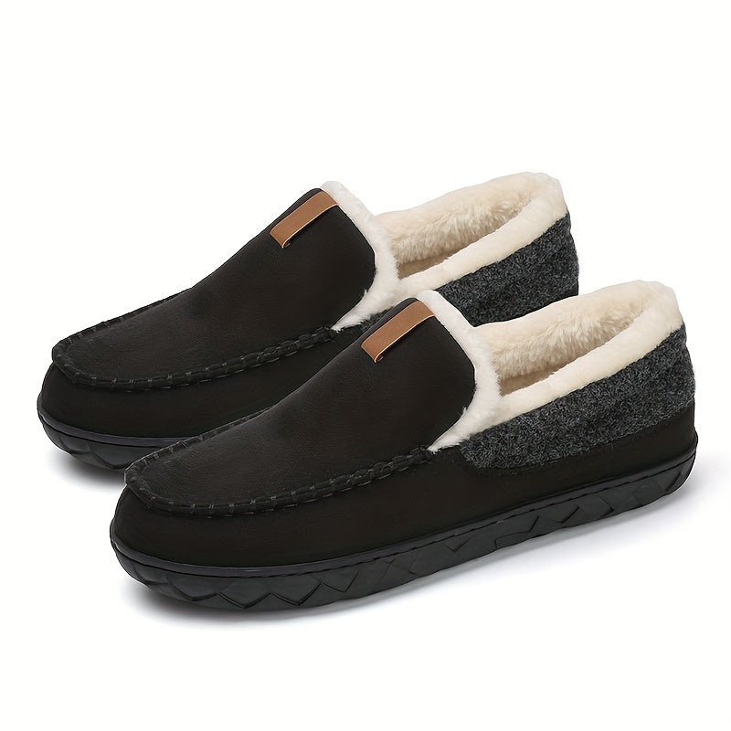 Furrion | Herenloafers met bontvoering – Instap slippers met traagschuim, casual herfst-/winterschoenen