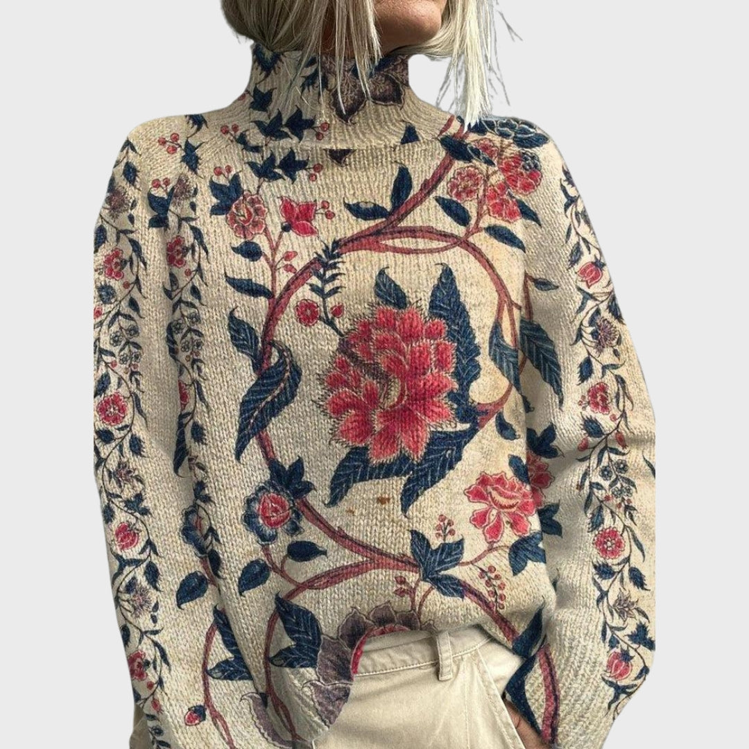 Vanyara | Gebreide coltrui met dierenprint – Comfortabele herfsttrui voor dames