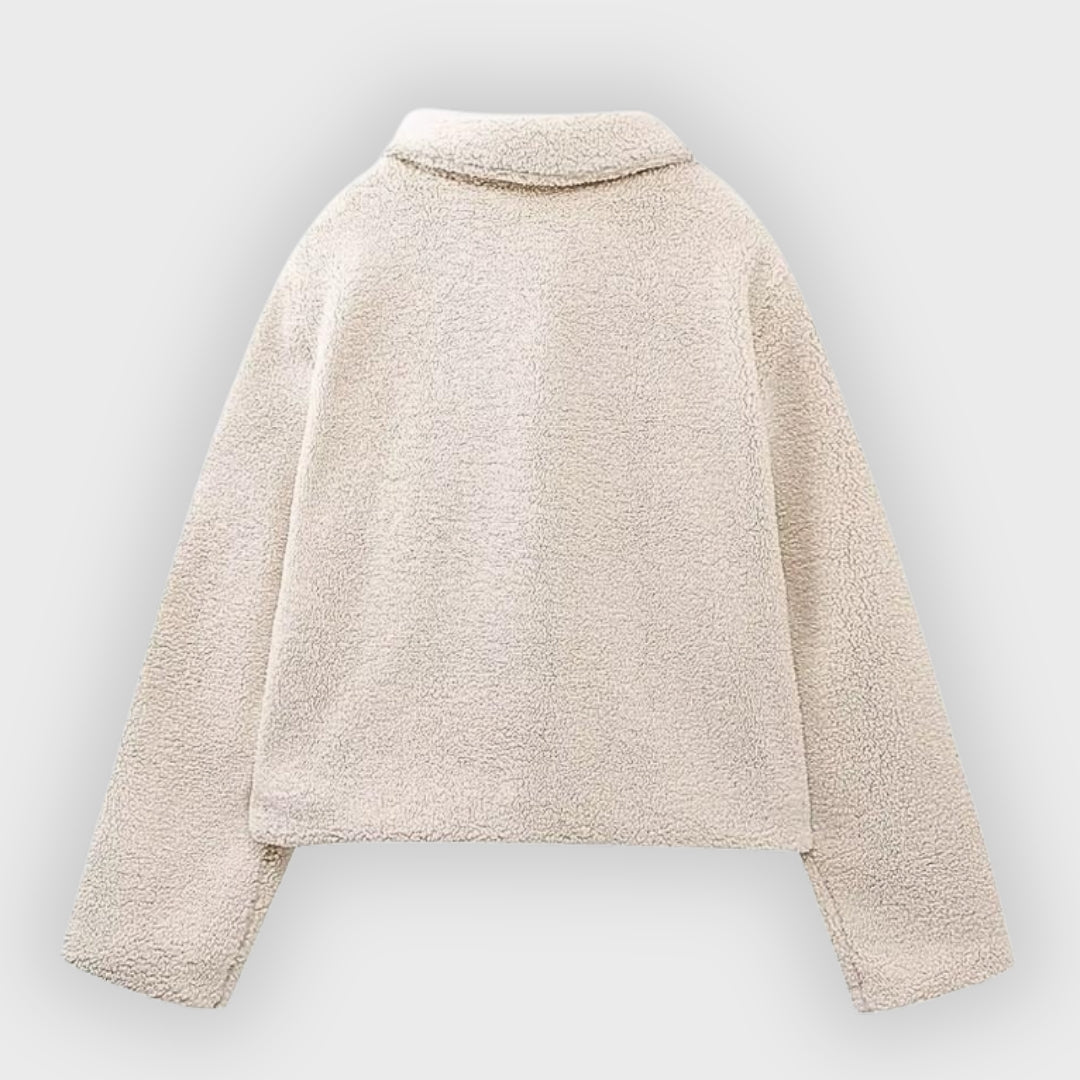 Ryvella | Dames cropped fleece jas – Warme streetwear jas met ritssluiting