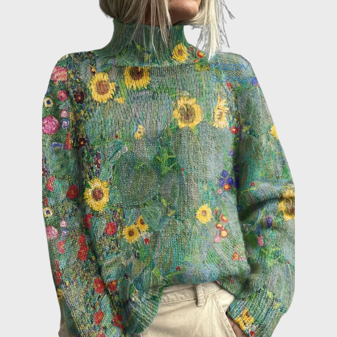 Vanyara | Gebreide coltrui met dierenprint – Comfortabele herfsttrui voor dames