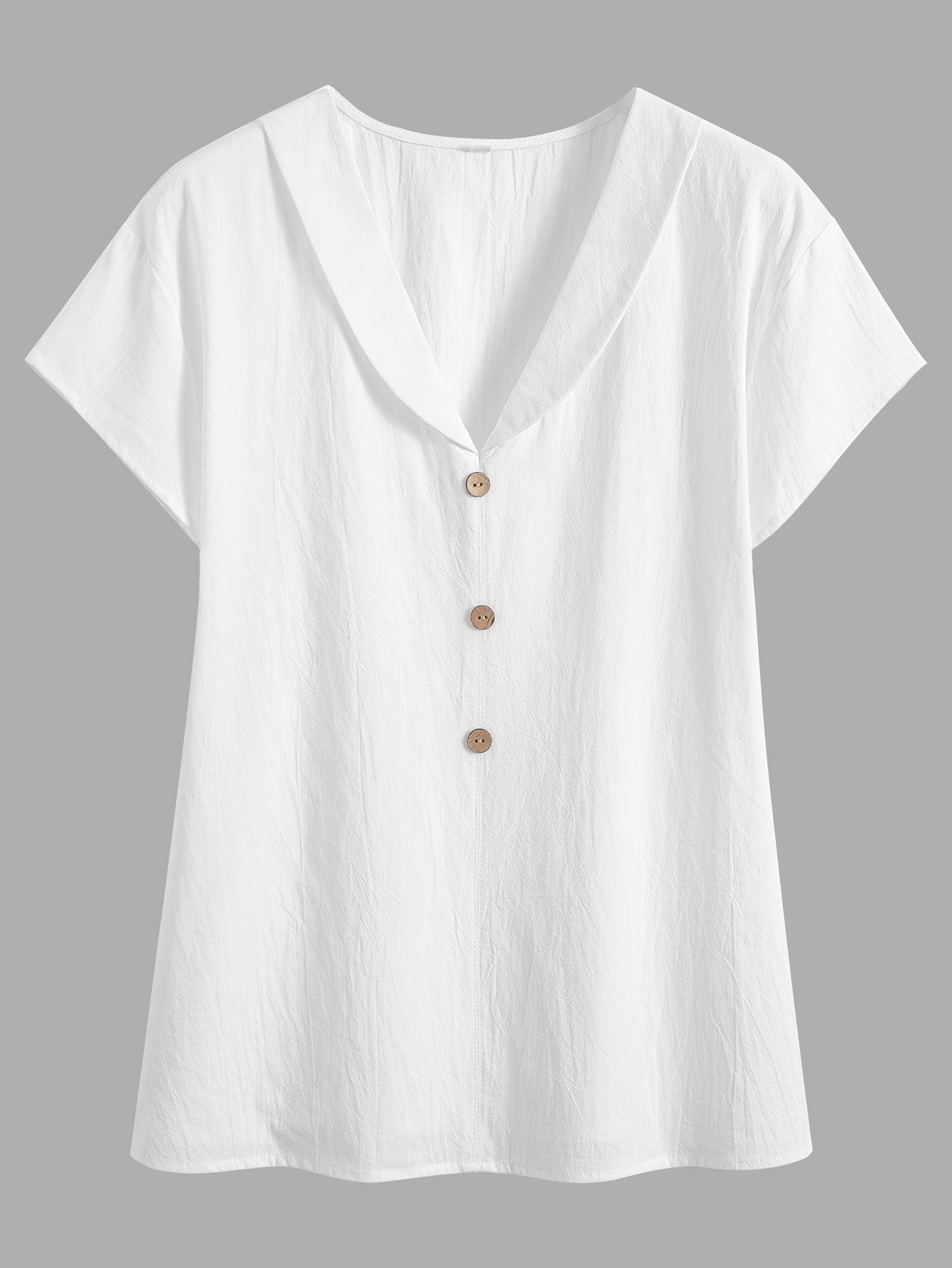 Thaelle | Damesblouse met V-hals en losse pasvorm – Casual top met korte mouwen en knoopsluiting aan de voorkant