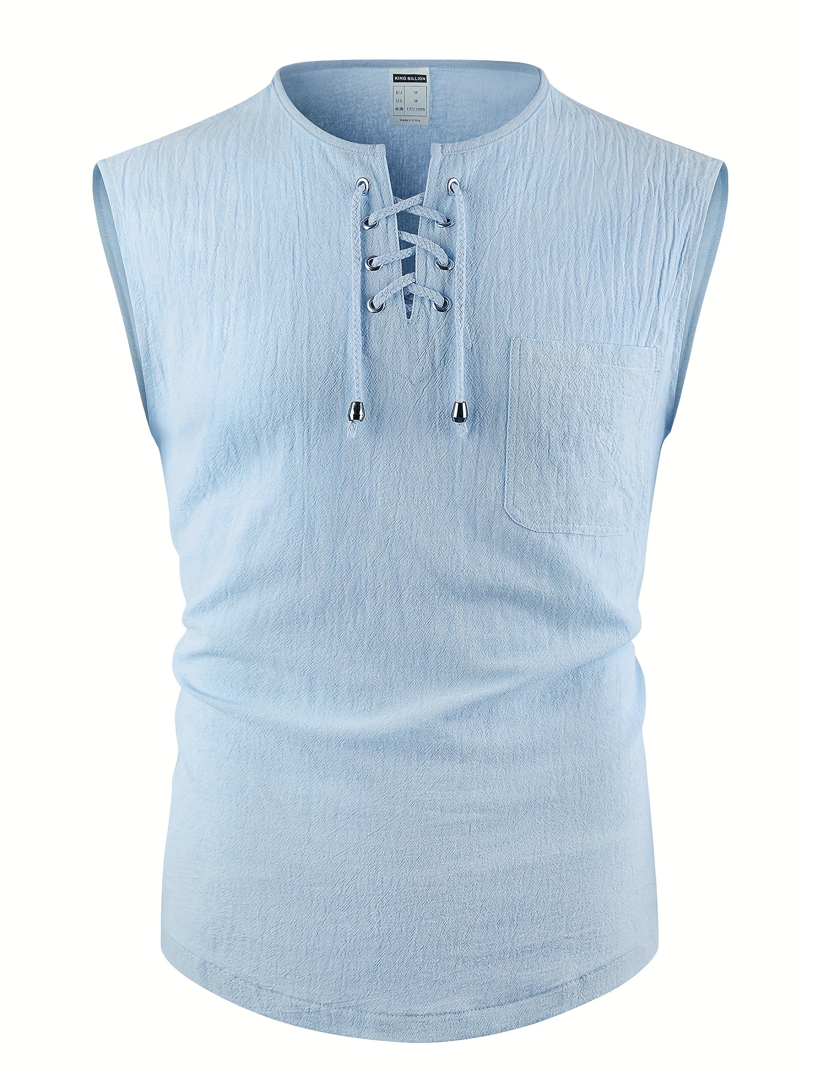 Morten | Katoenen linnen mouwloze V-hals tanktop voor heren - lichtgewicht zomershirt