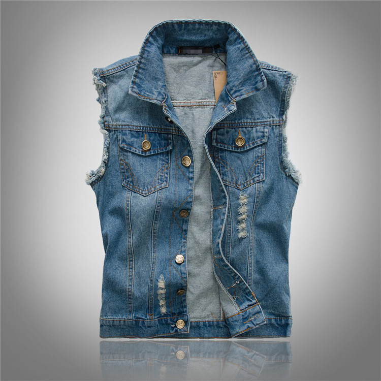 Veyric | Heren distressed denim gilet – mouwloos, casual streetwear vest, stijlvol lichtgewicht jasje