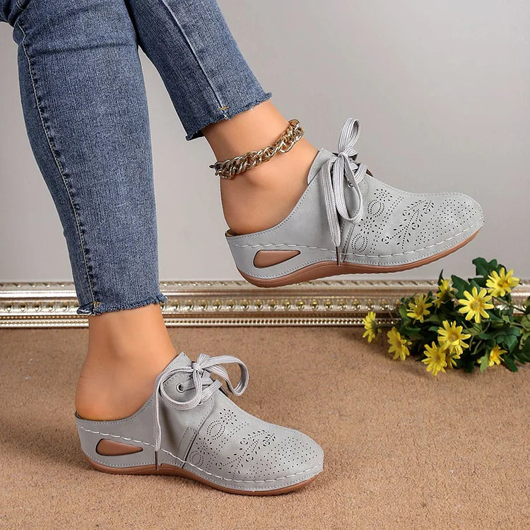 Velvra | Vrouwen Suede Wedge Leren Muiltjes - Dikke Zool Slip-On Half Schoenen