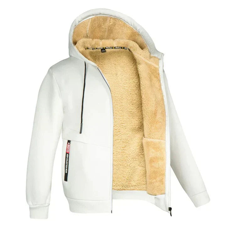 Quillon | Heren fleece hoodie met ritssluiting en schapenvachtvoering – Warme casual winterjas