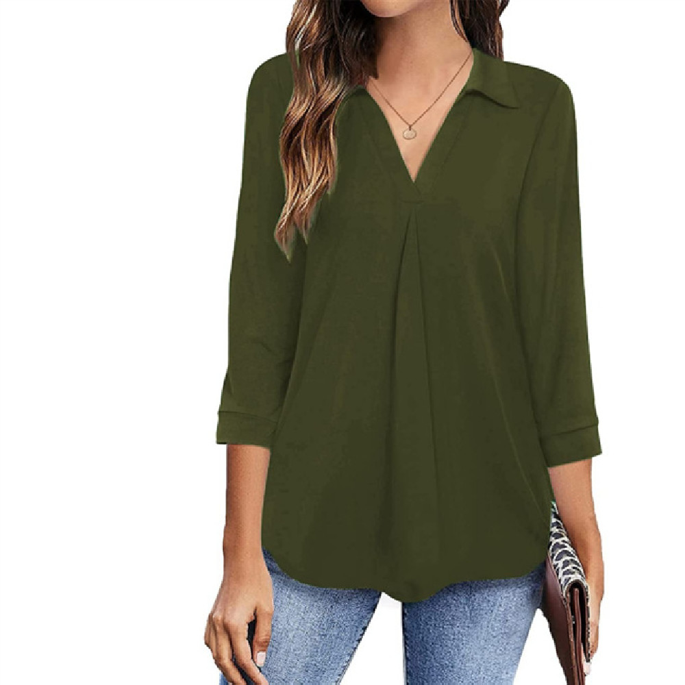 Yalenne | Klassiek overhemd met knoopsluiting voor dames - Lange mouwen, mouwen oprollen, casual & kantoorblouse