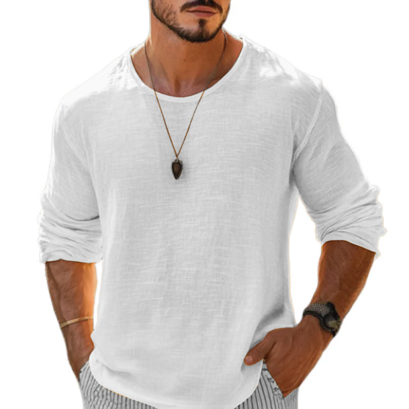 Barent | Heren T-shirt Katoen Linnen met Lange Mouwen - Casual Losjes, Ademend Lichtgewicht Top