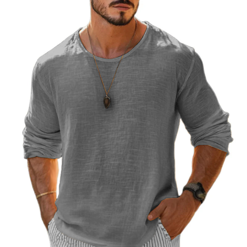 Barent | Heren T-shirt Katoen Linnen met Lange Mouwen - Casual Losjes, Ademend Lichtgewicht Top