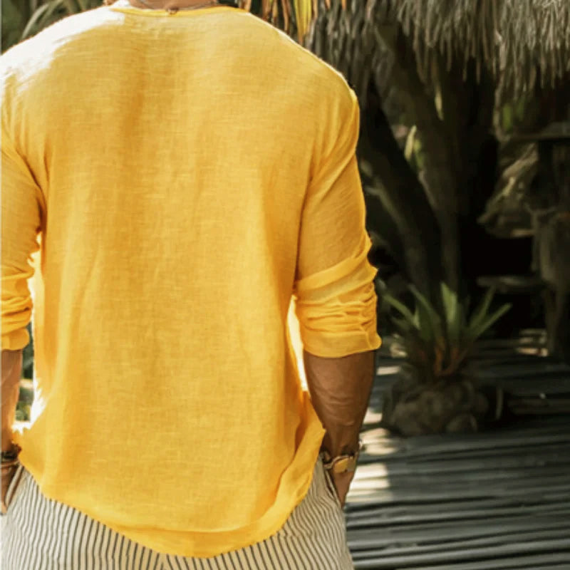 Barent | Heren T-shirt Katoen Linnen met Lange Mouwen - Casual Losjes, Ademend Lichtgewicht Top