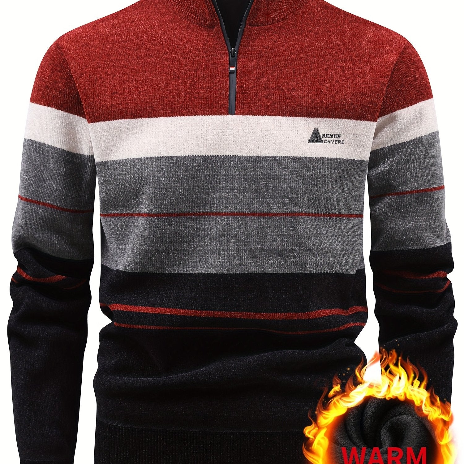 Peder | Herenpullover met fleecevoering – Comfortabele herfst-/wintertrui met kwartritssluiting