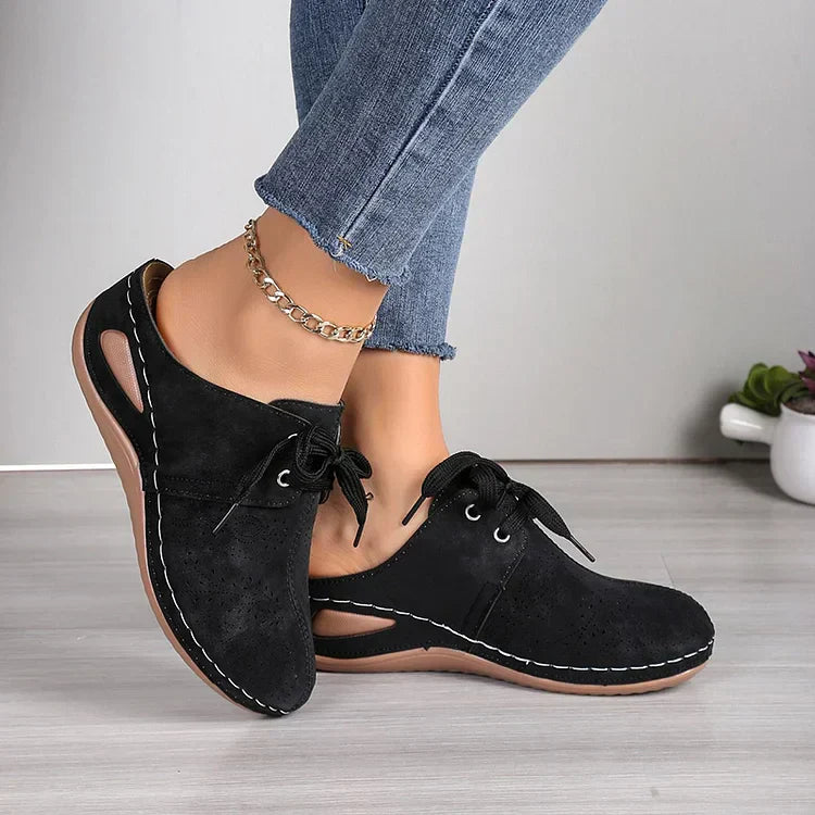 Velvra | Vrouwen Suede Wedge Leren Muiltjes - Dikke Zool Slip-On Half Schoenen