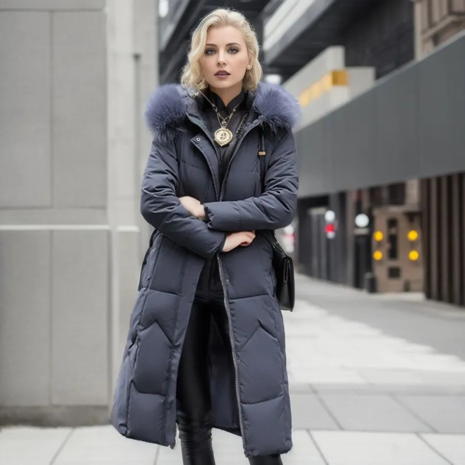 Milna | Warme winterjas voor dames met bontkraag – Lange geïsoleerde jas, waterafstotend